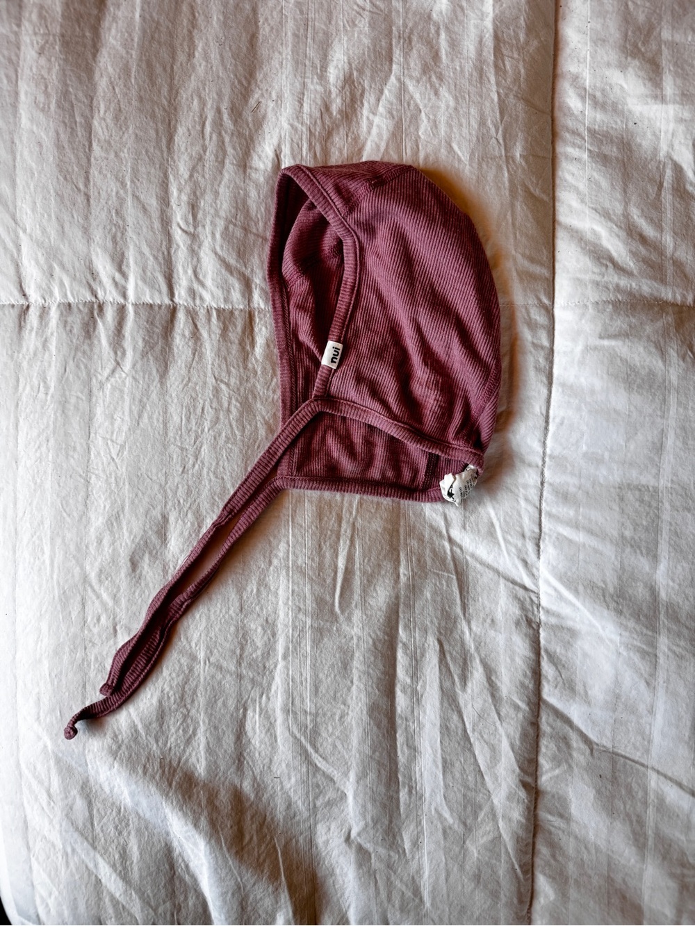 Nui Organic Merino and Silk Baby Bonnet in Dusty Rose 12-24 Months